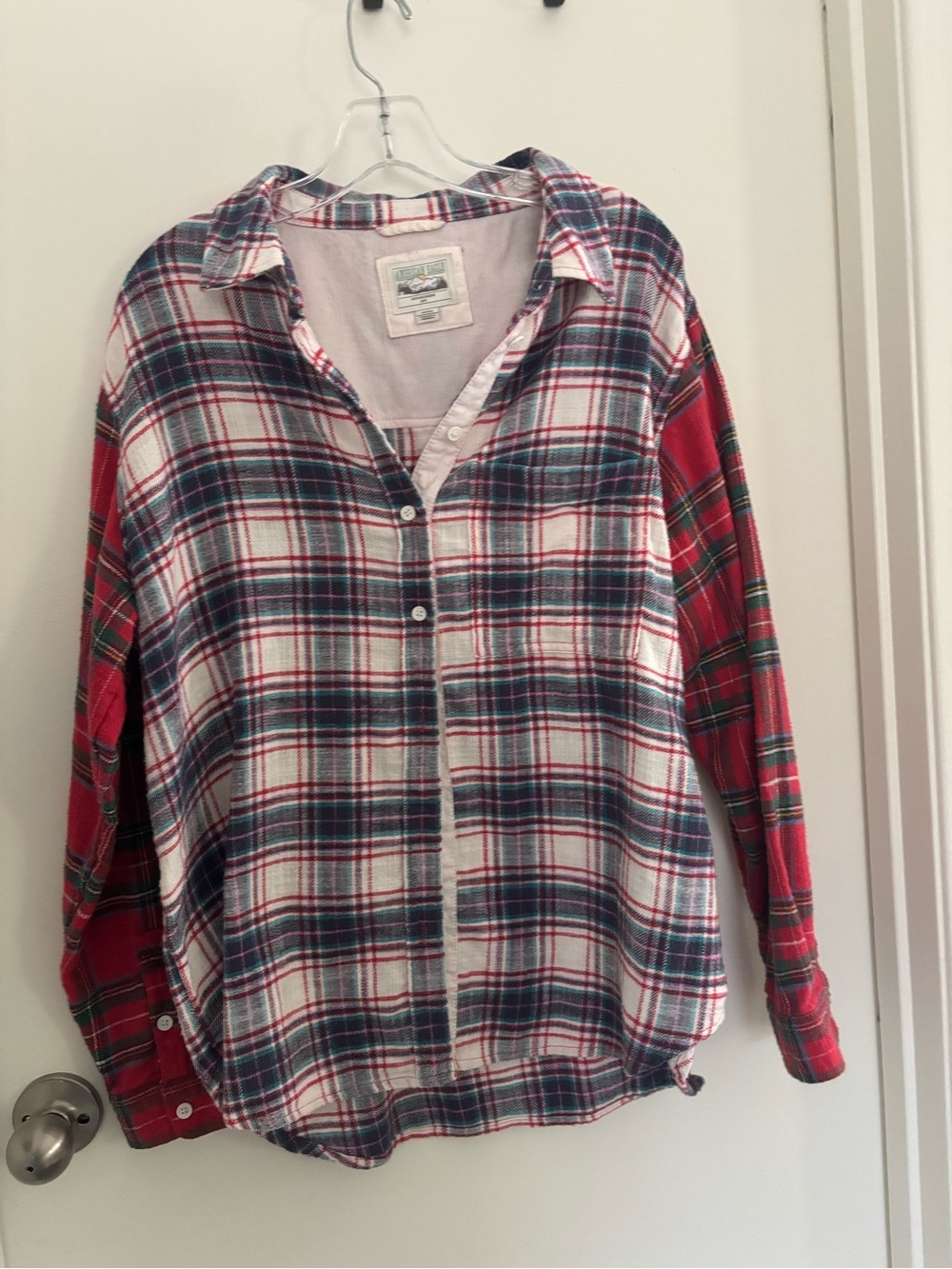 Vintage American Eagle Outfitters Cotton Red, Green & White Plaid Button-Down